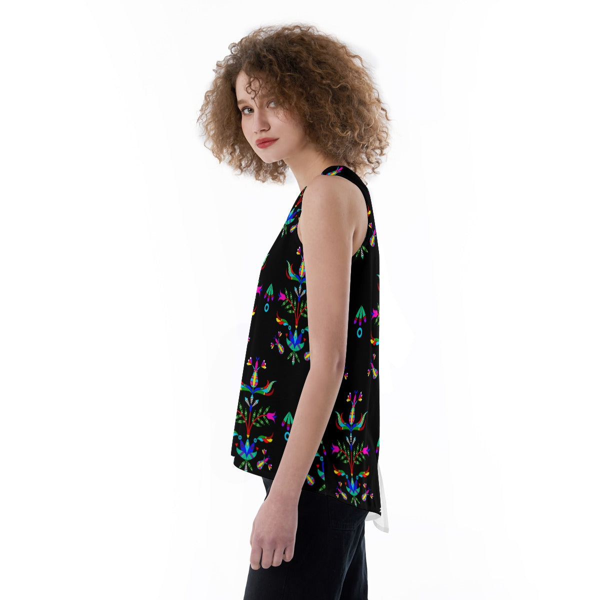 Dakota Damask Black Split Back Tank Top
