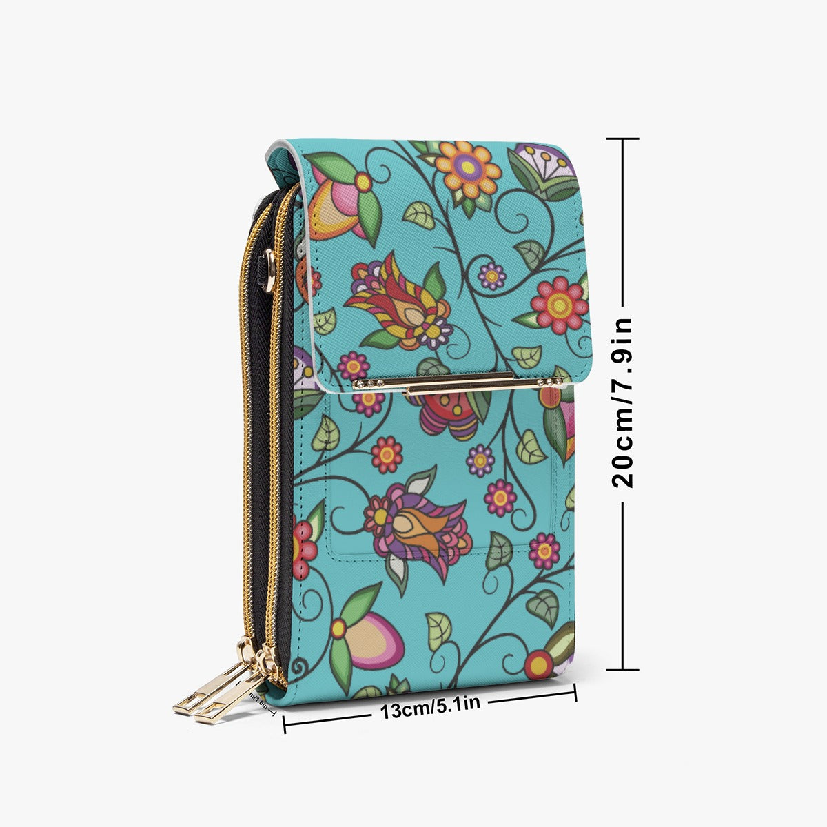 Heartbeat Petals Turquoise Mobile Phone Chest Bag