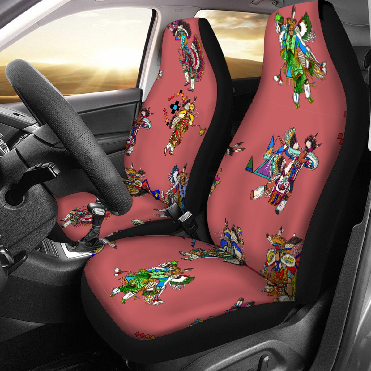 Men's Fancy Dancers Terra Cotta Universal Car Seat Cover With Thickened Back