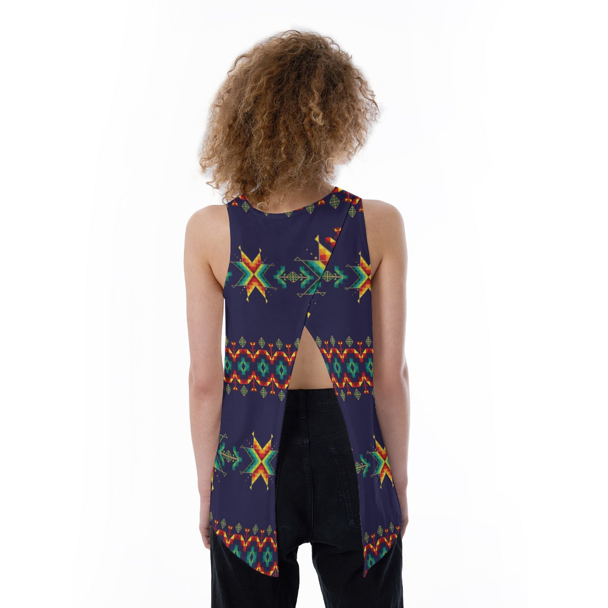 Dreams Of Ancestors Indigo Shade Split Back Tank Top