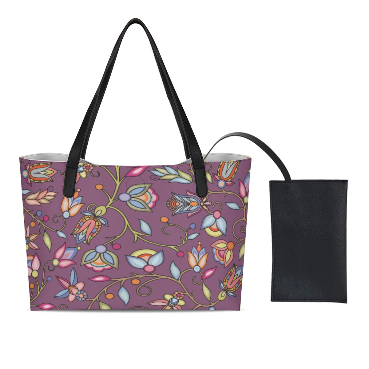 Buffalo Bloom Berry Bush Shopping Tote Bag With Black Mini Purse