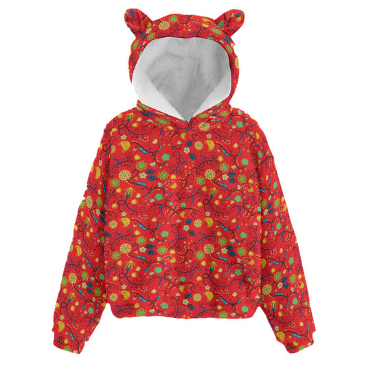 Nipin Blossom Fire Kid’s Borg Fleece Hoodie With Ear