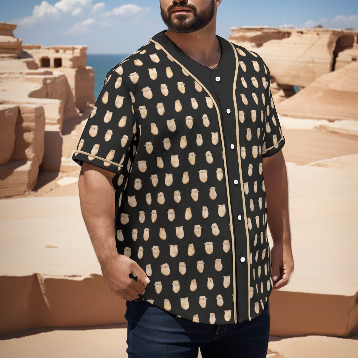Elk Teeth on Black Short Sleeve Baseball Jersey