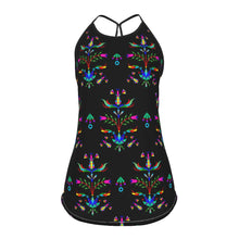 Load image into Gallery viewer, Dakota Damask Black Criss-Cross Open Back Tank Top
