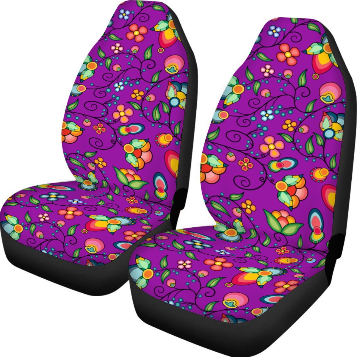 Floral Bounty Purple Universal Car Seat Cover With Thickened Back