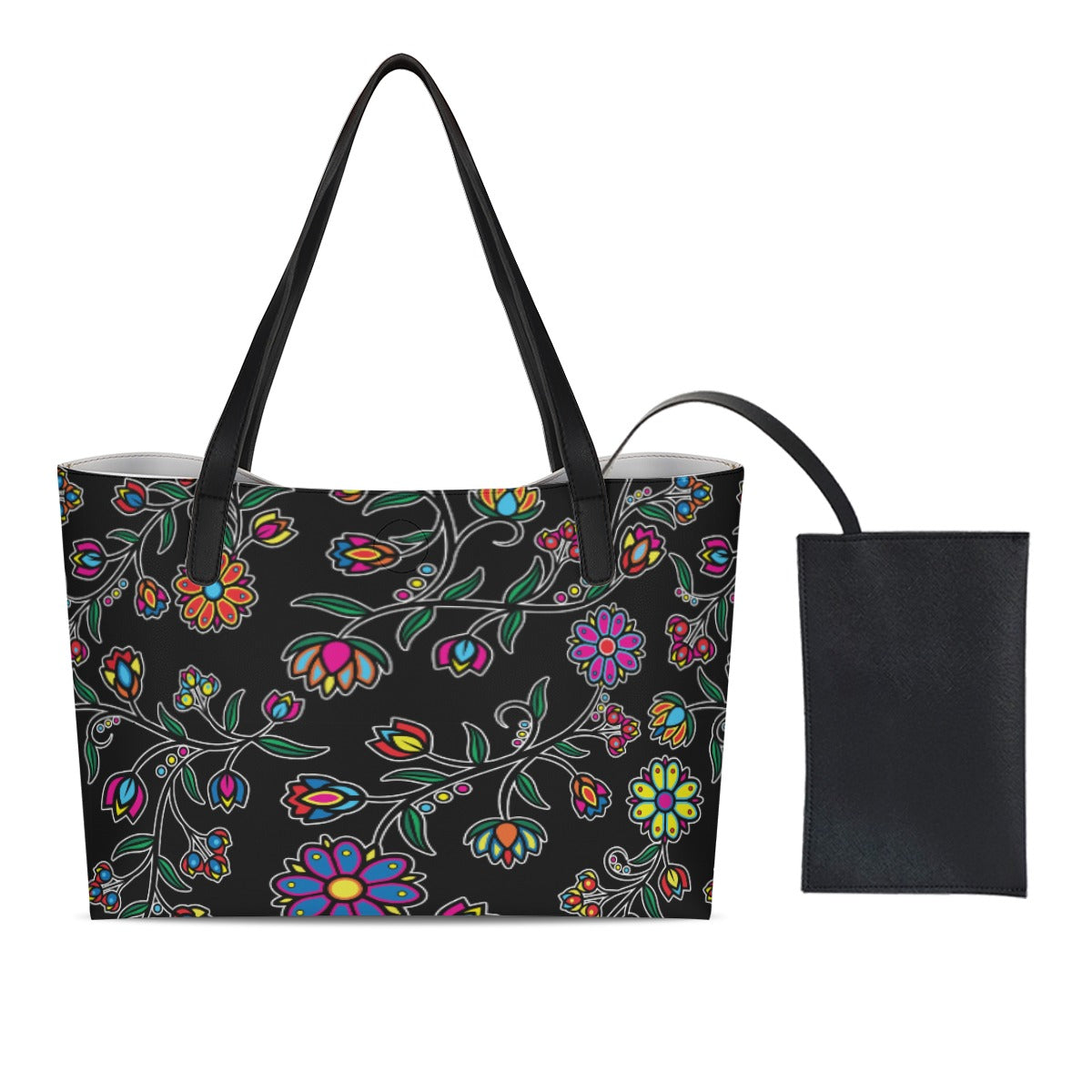 Cosmic Whisper Black Shopping Tote Bag With Mini Purse