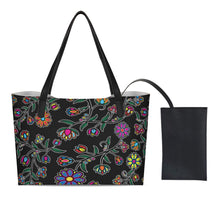 Load image into Gallery viewer, Cosmic Whisper Black Shopping Tote Bag With Mini Purse
