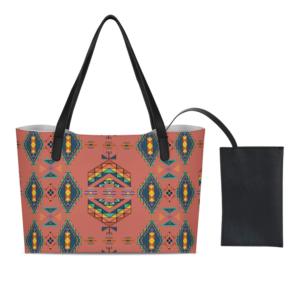 Travois Tipi Canyon Earth Shopping Tote Bag With Black Mini Purse