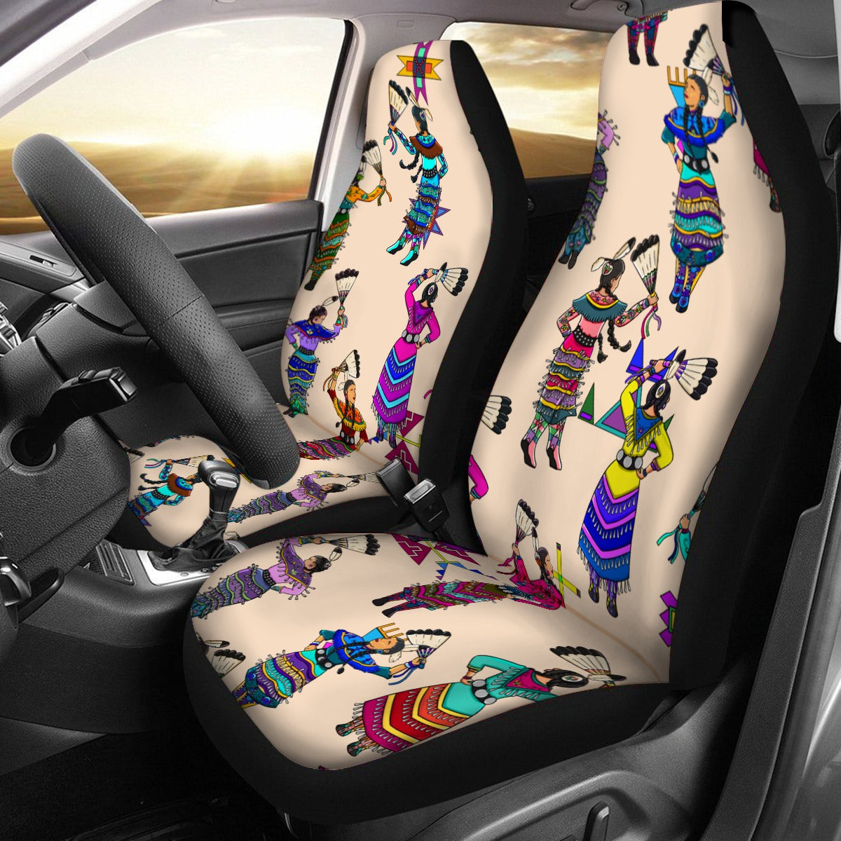 Women's Jingle Dancers Muslin Universal Car Seat Cover With Thickened Back