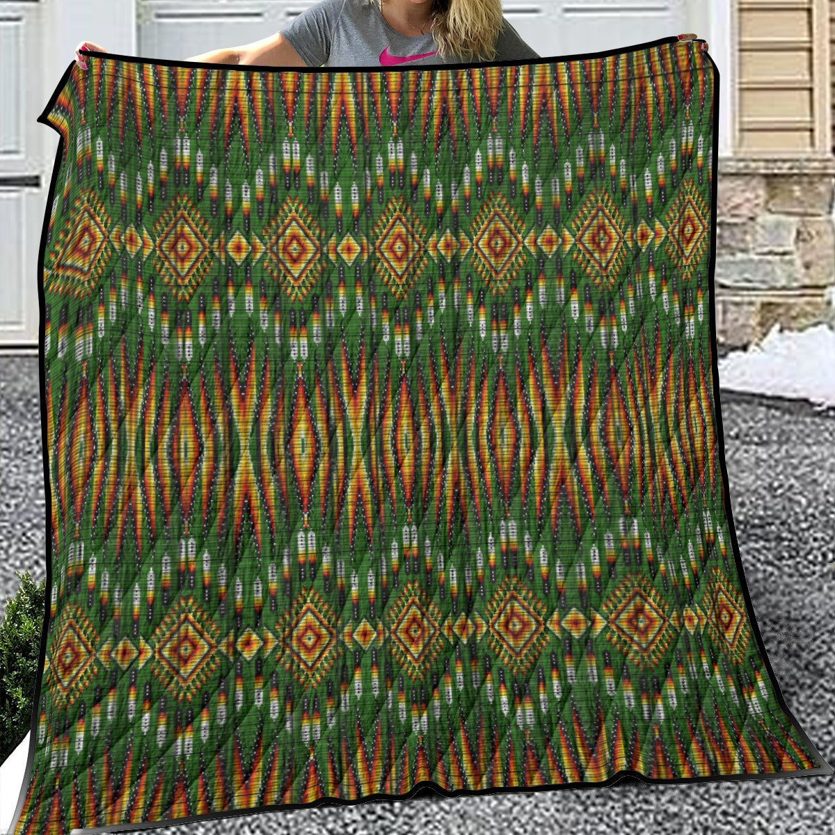 Fire Feather Green Lightweight Quilt