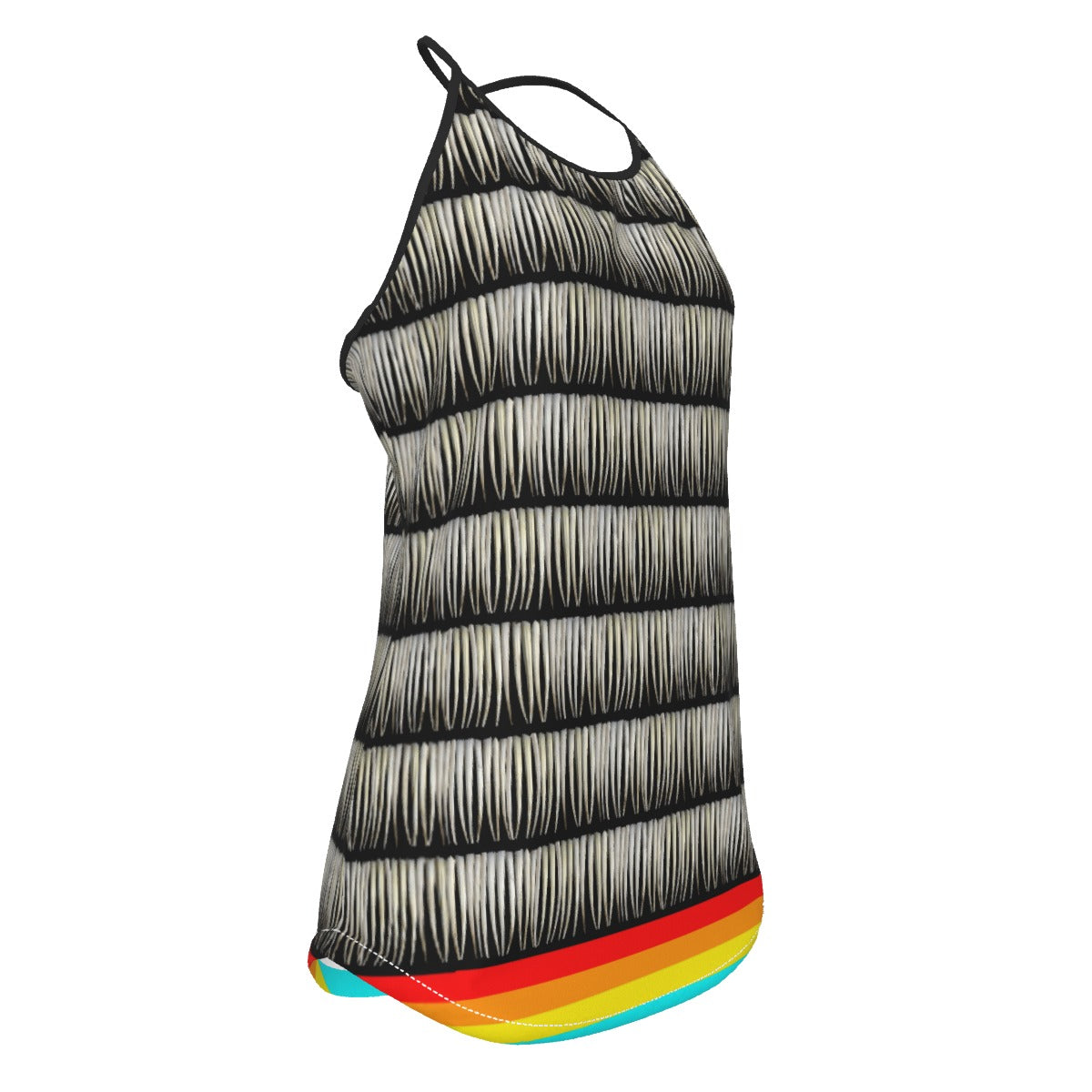 Dentalium on Black Criss-Cross Open Back Tank Top