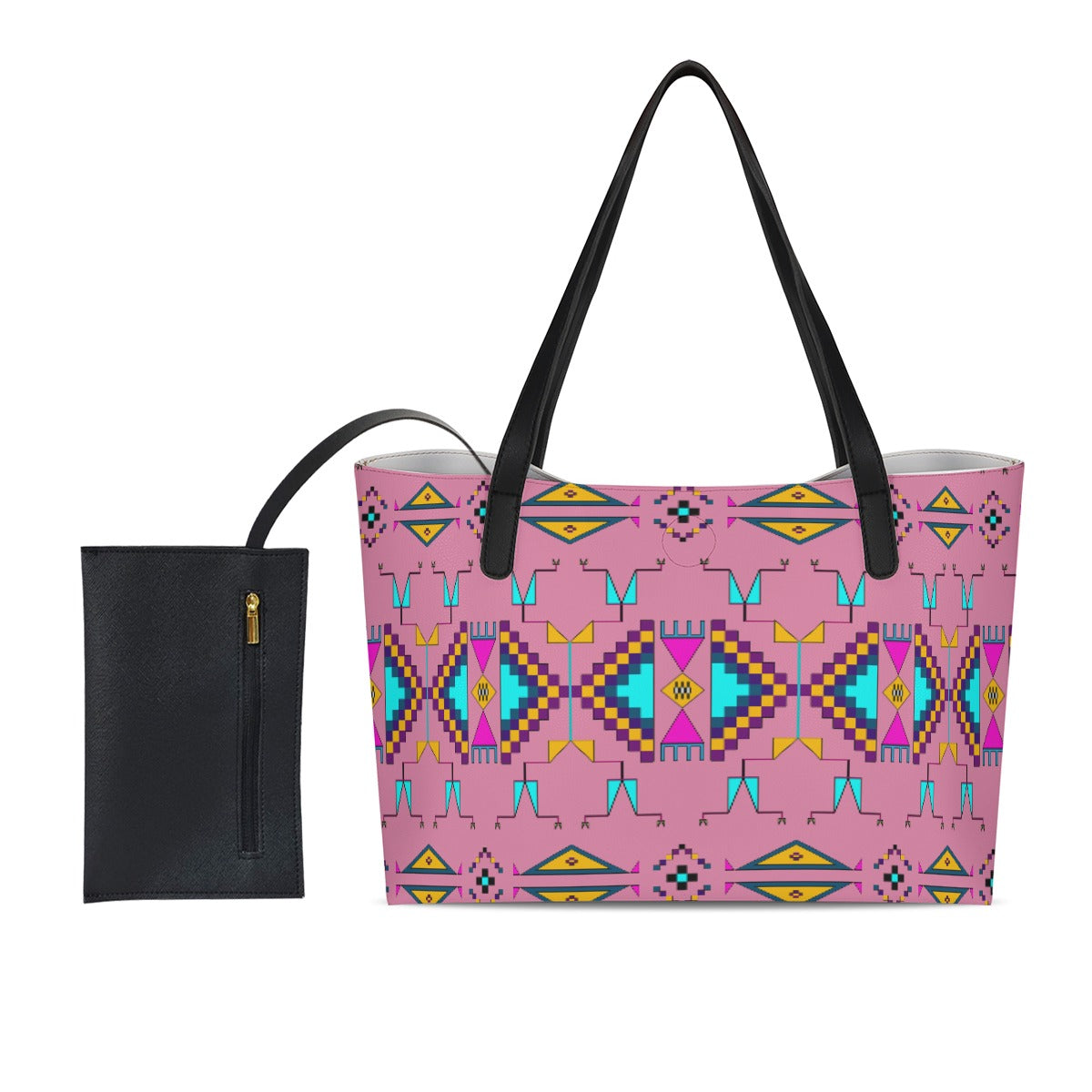Rite of Passage Pink Tote Bag With Black Mini Purse