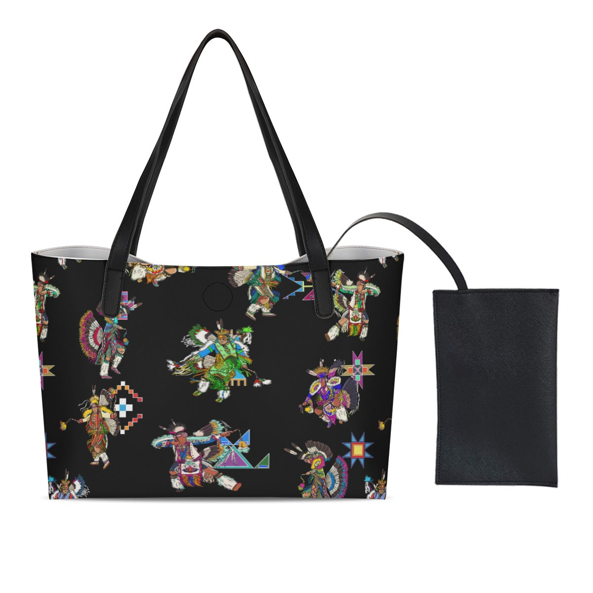 Men's Fancy Dancer Black Shopping Tote Bag With Black Mini Purse