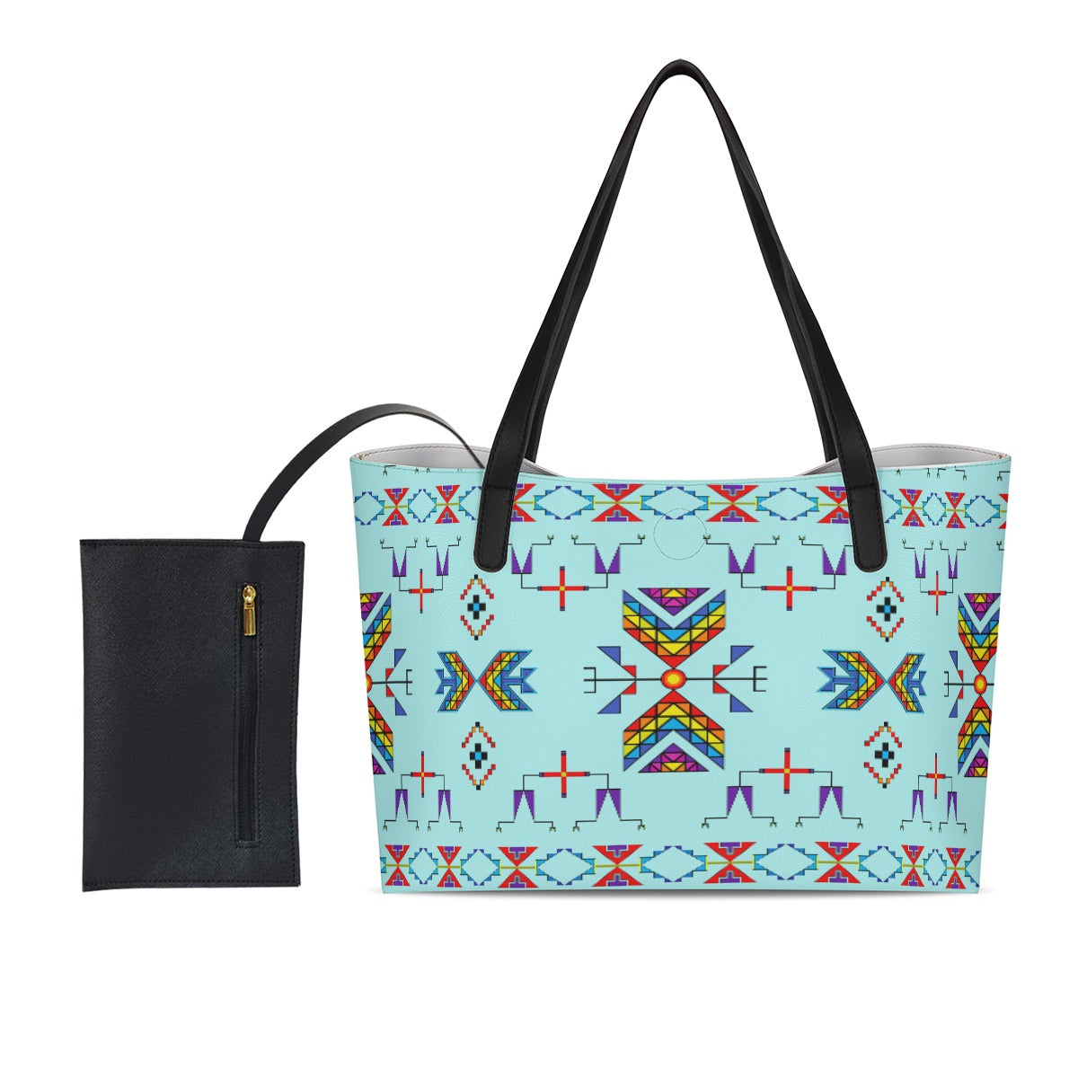 Rainy Chief Rainbow Robin Egg Shopping Tote Bag With Black Mini Purse