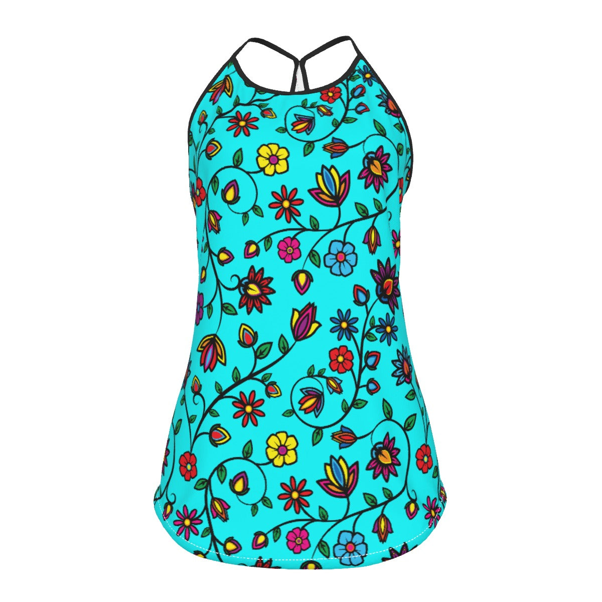 Nature's Nexus Turquoise Criss-Cross Open Back Tank Top