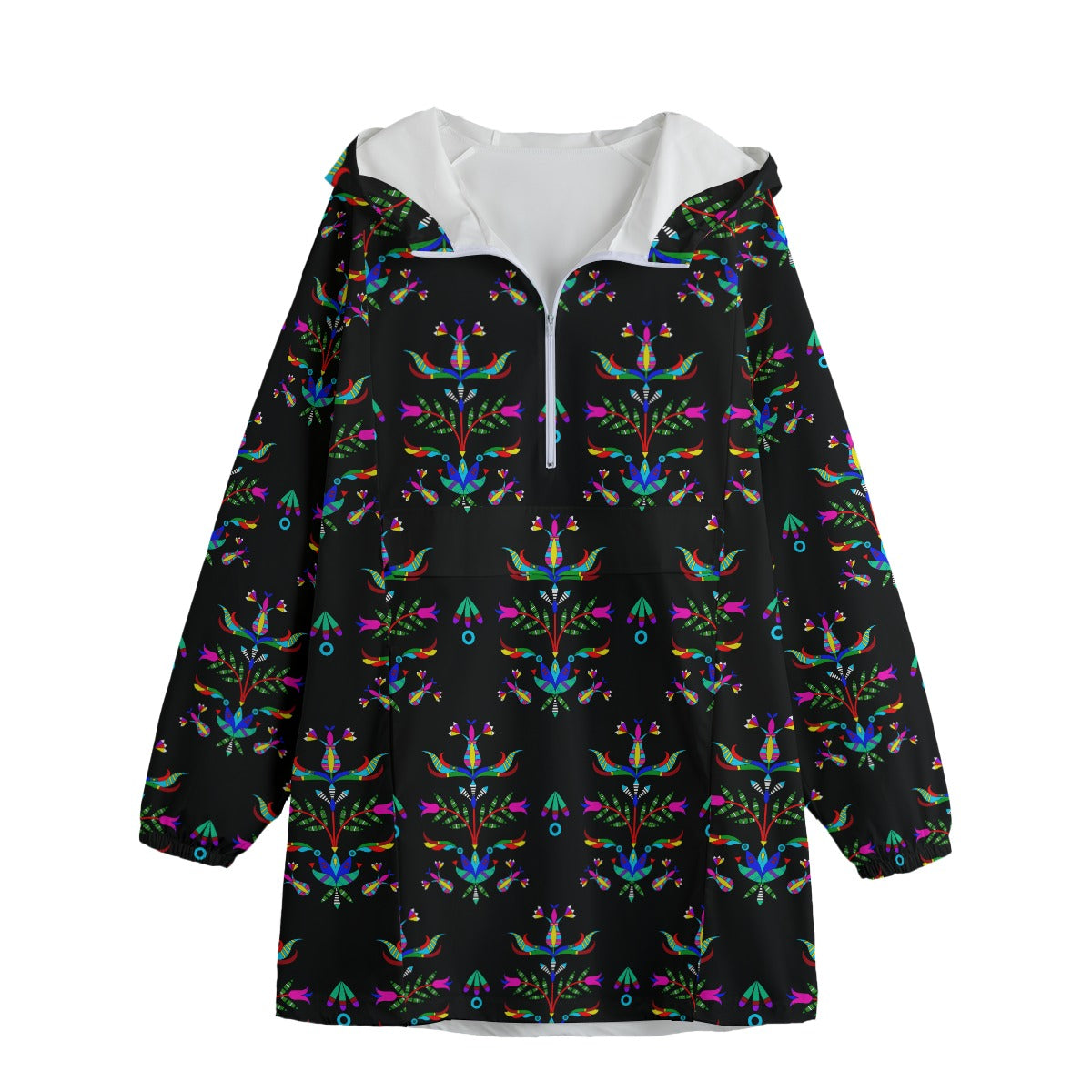 Dakota Damask Black Long Windbreaker