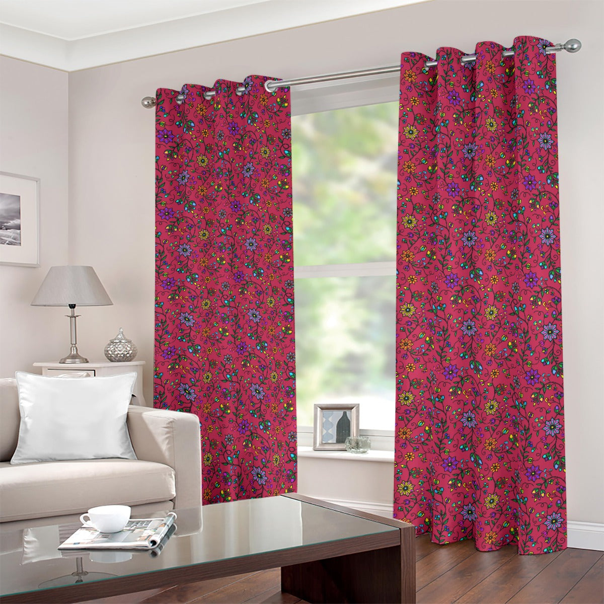 Prairie Paintbrush Passion Berry Blackout Grommet Curtains