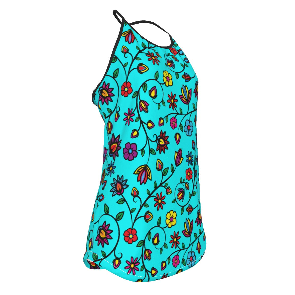 Nature's Nexus Turquoise Criss-Cross Open Back Tank Top