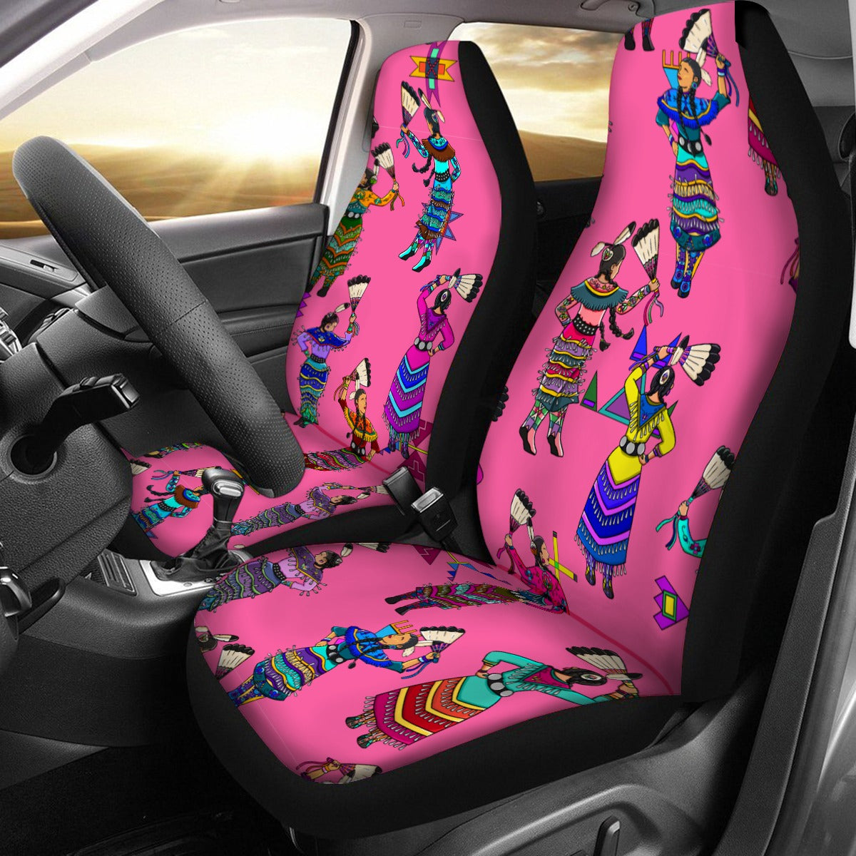 Women's Jingle Dancers Pink Universal Car Seat Cover With Thickened Back
