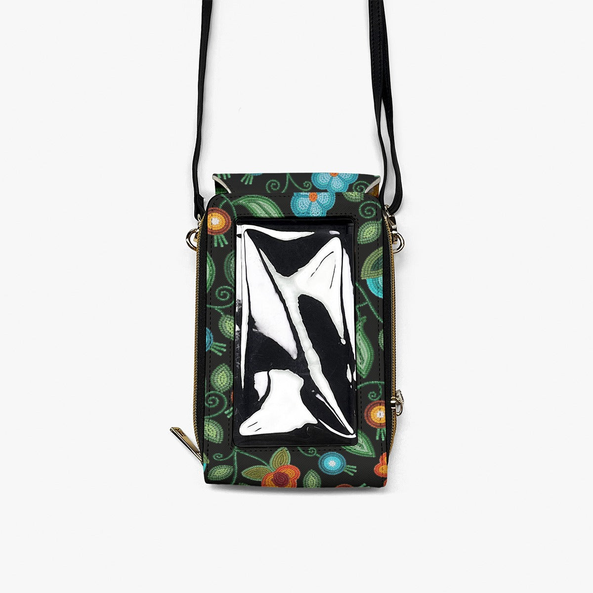 Prairie Fire Petals Black Phone Bag