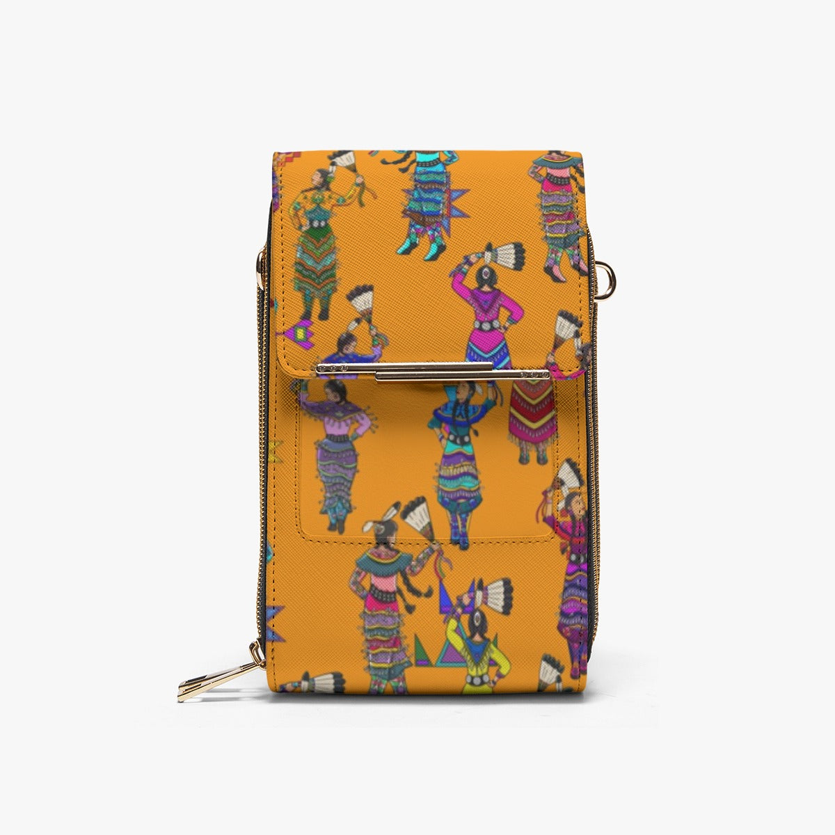 Women's Jingle Dancers Orange Mobile Phone Chest Bag