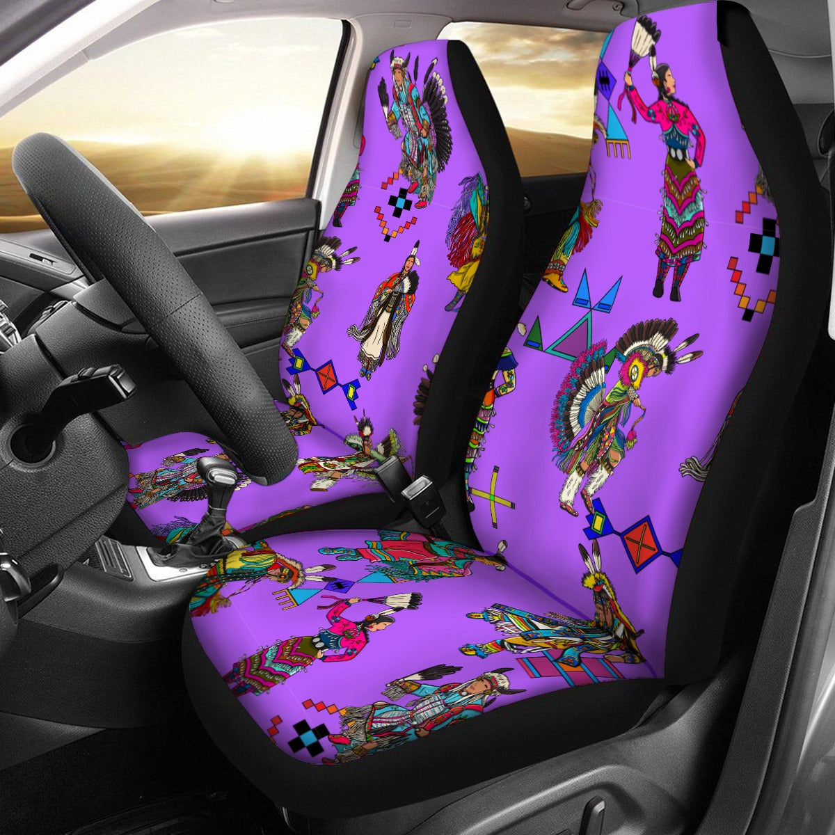 Grand Entry Dancers Purple Universal Car Seat Cover With Thickened Back
