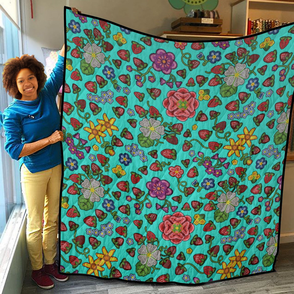 Berry Pop Turquoise Lightweight Quilt