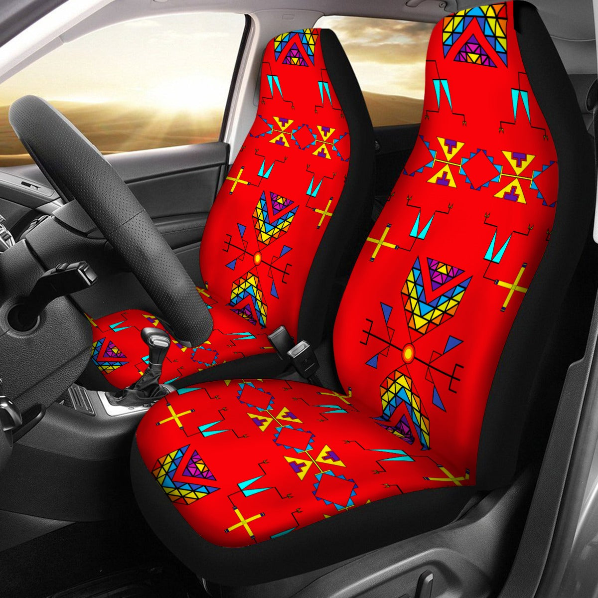 Rainy Chief Rainbow Red Universal Car Seat Cover With Thickened Back