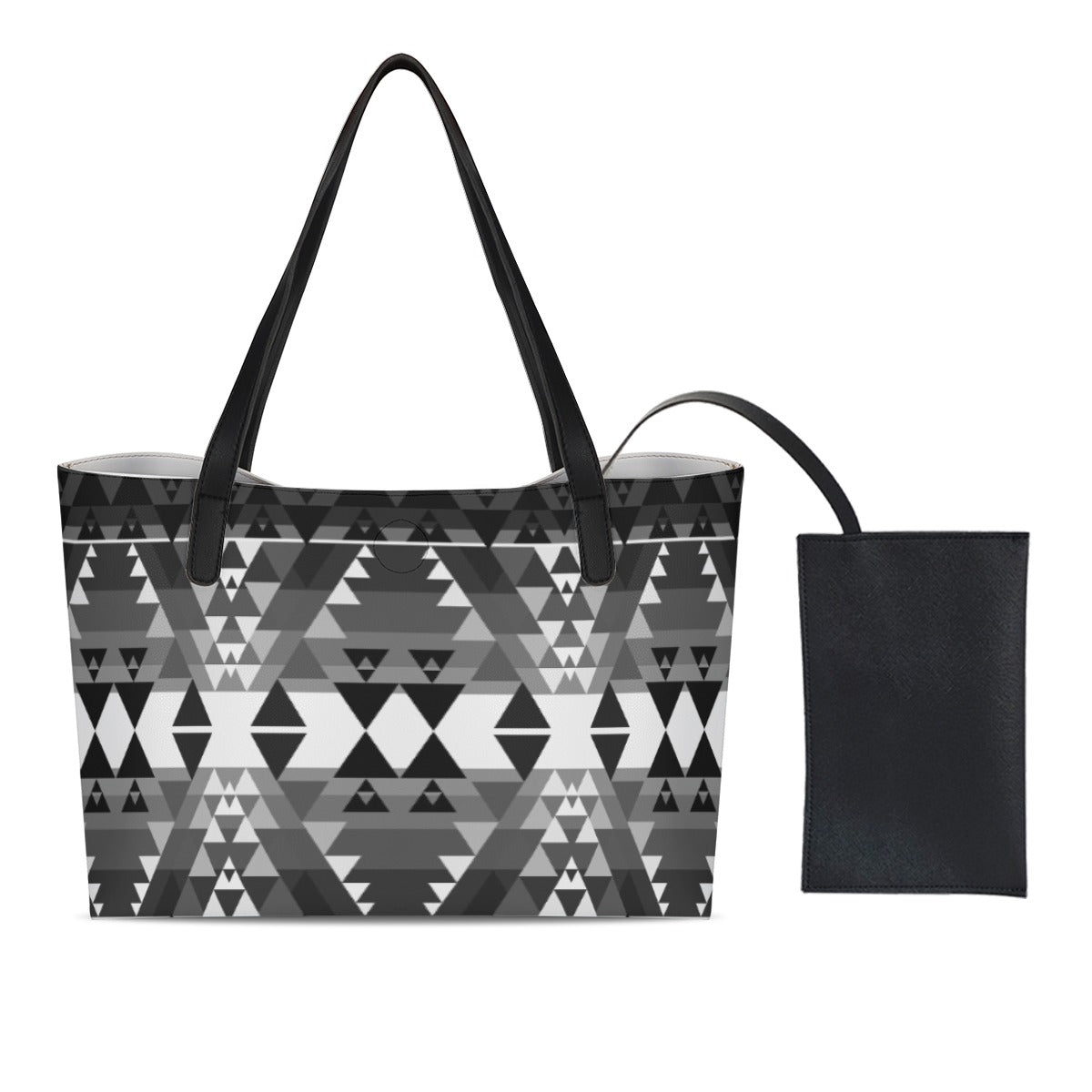 Writing on Stone Black and White Shopping Tote Bag With Mini Purse