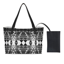 Load image into Gallery viewer, Writing on Stone Black and White Shopping Tote Bag With Mini Purse
