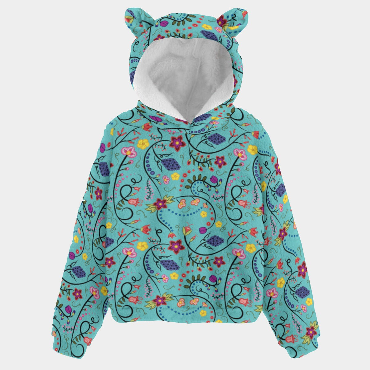 Fresh Fleur Sky Youth Hoodie with Ears
