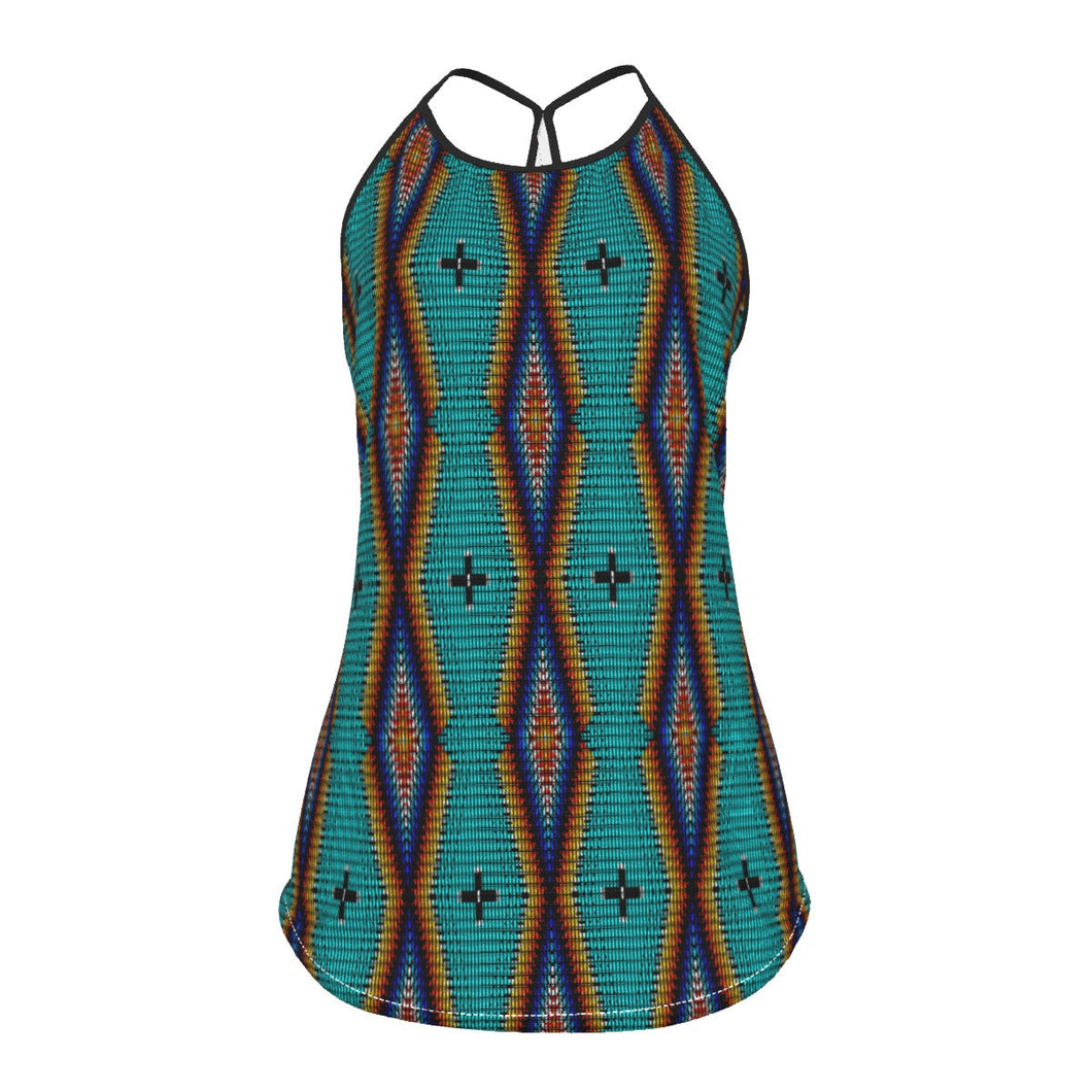 Diamond in the Bluff Turquoise Criss-Cross Open Back Tank Top