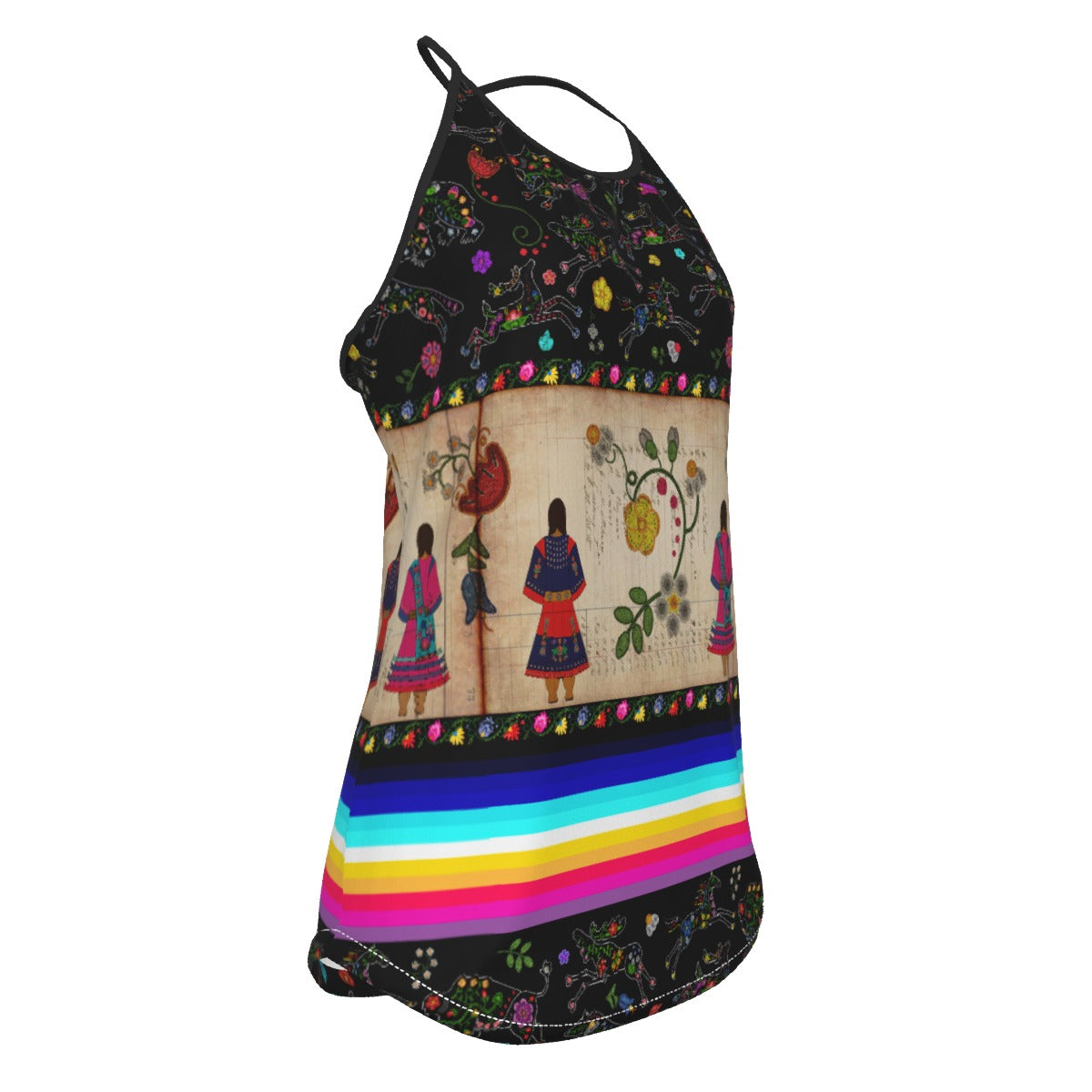 Floral Ledger Sisters Criss-Cross Open Back Tank Top