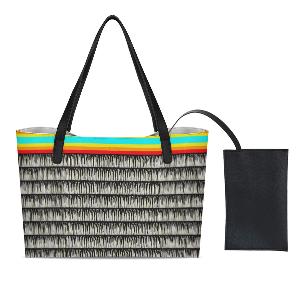 Dentalium on Black Shopping Tote Bag With Mini Purse