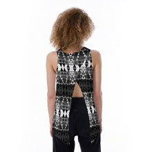 Load image into Gallery viewer, Writing on Stone Black and White Split Back Tank Top
