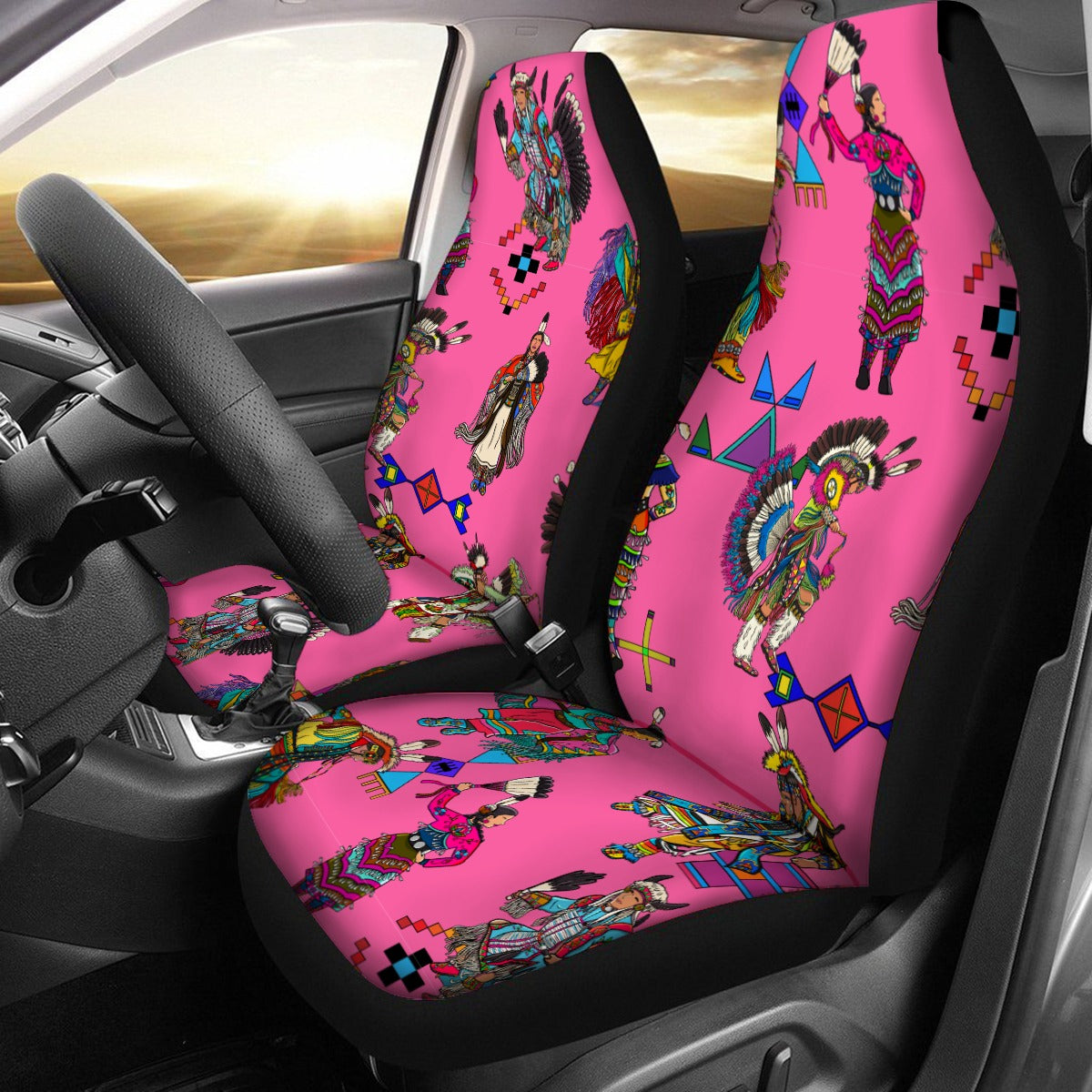 Grand Entry Dancer Pink Universal Car Seat Cover With Thickened Back
