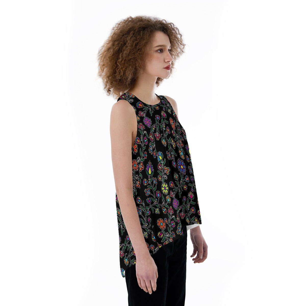 Cosmic Whisper Black Split Back Tank Top