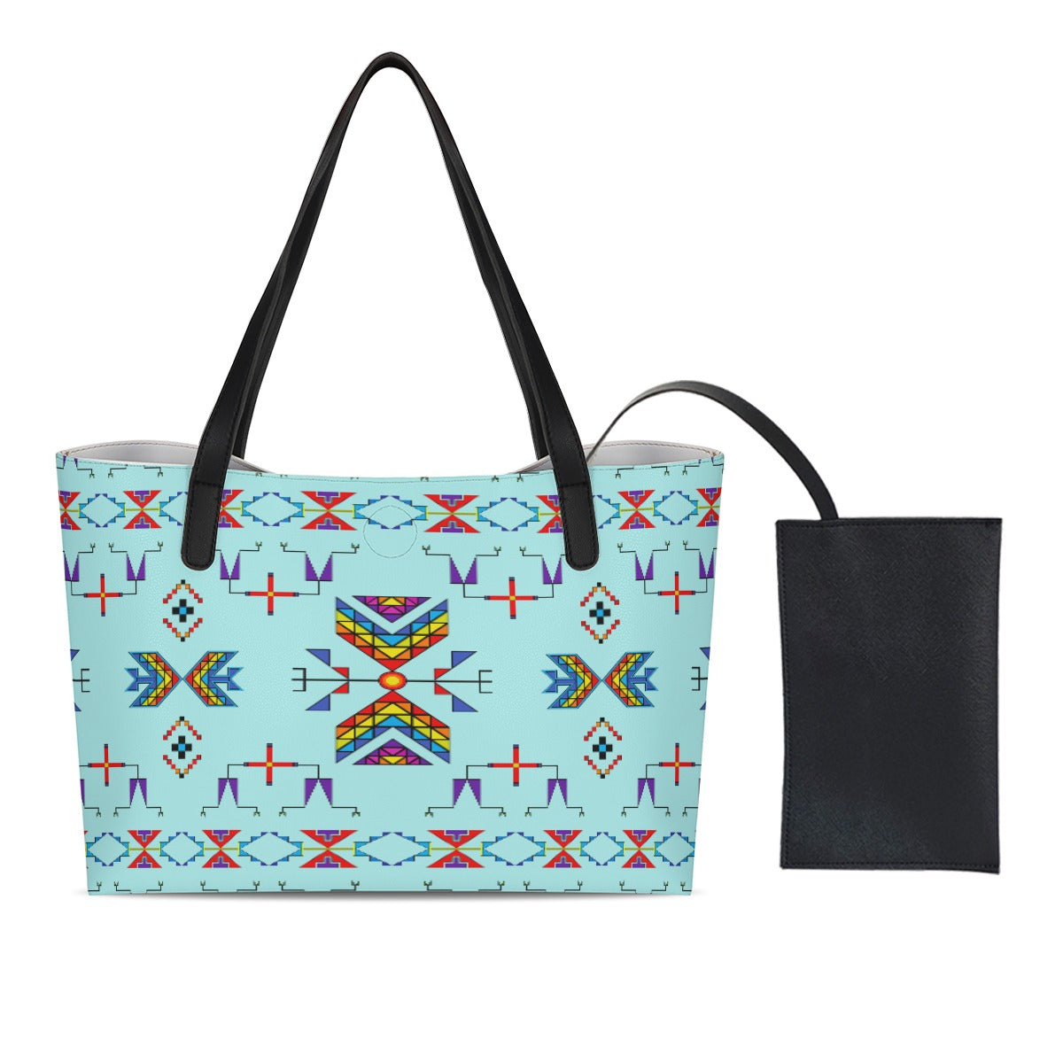 Rainy Chief Rainbow Robin Egg Shopping Tote Bag With Black Mini Purse