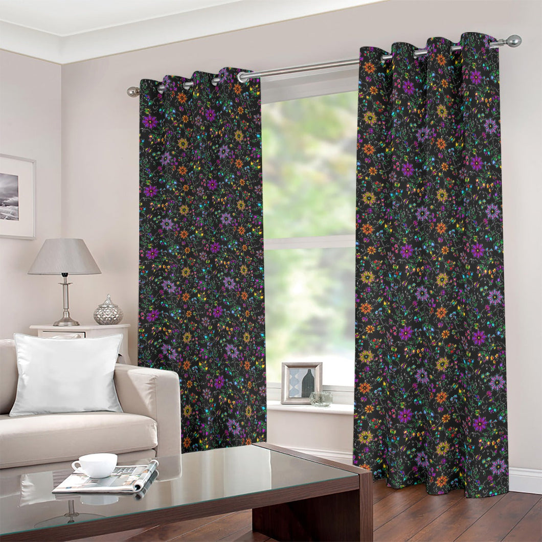 Prairie Paintbrush Black Blackout Grommet Curtains