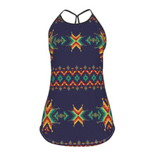 Load image into Gallery viewer, Dreams Of Ancestors Indigo Shade Criss-Cross Open Back Tank Top
