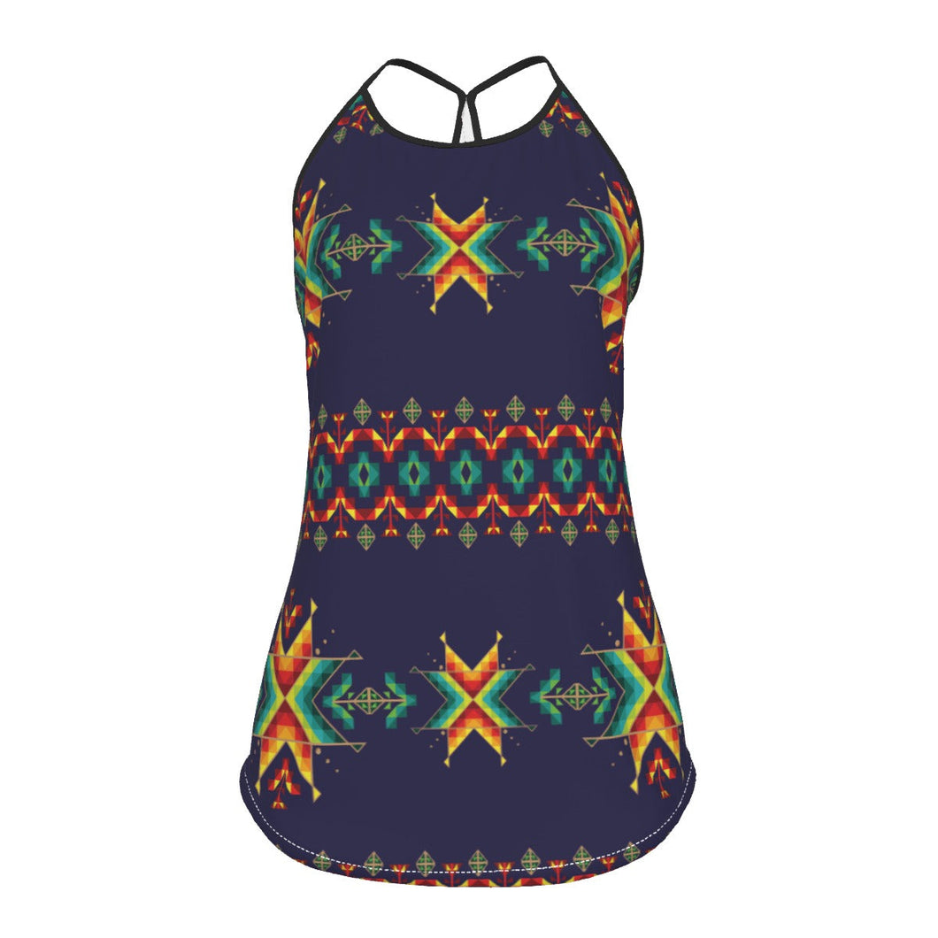 Dreams Of Ancestors Indigo Shade Criss-Cross Open Back Tank Top