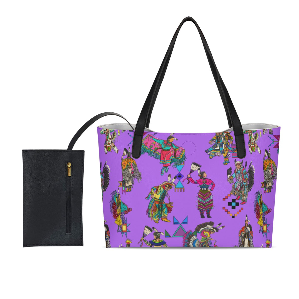 Grand Entry Dancers Purple Shopping Tote Bag With Black Mini Purse