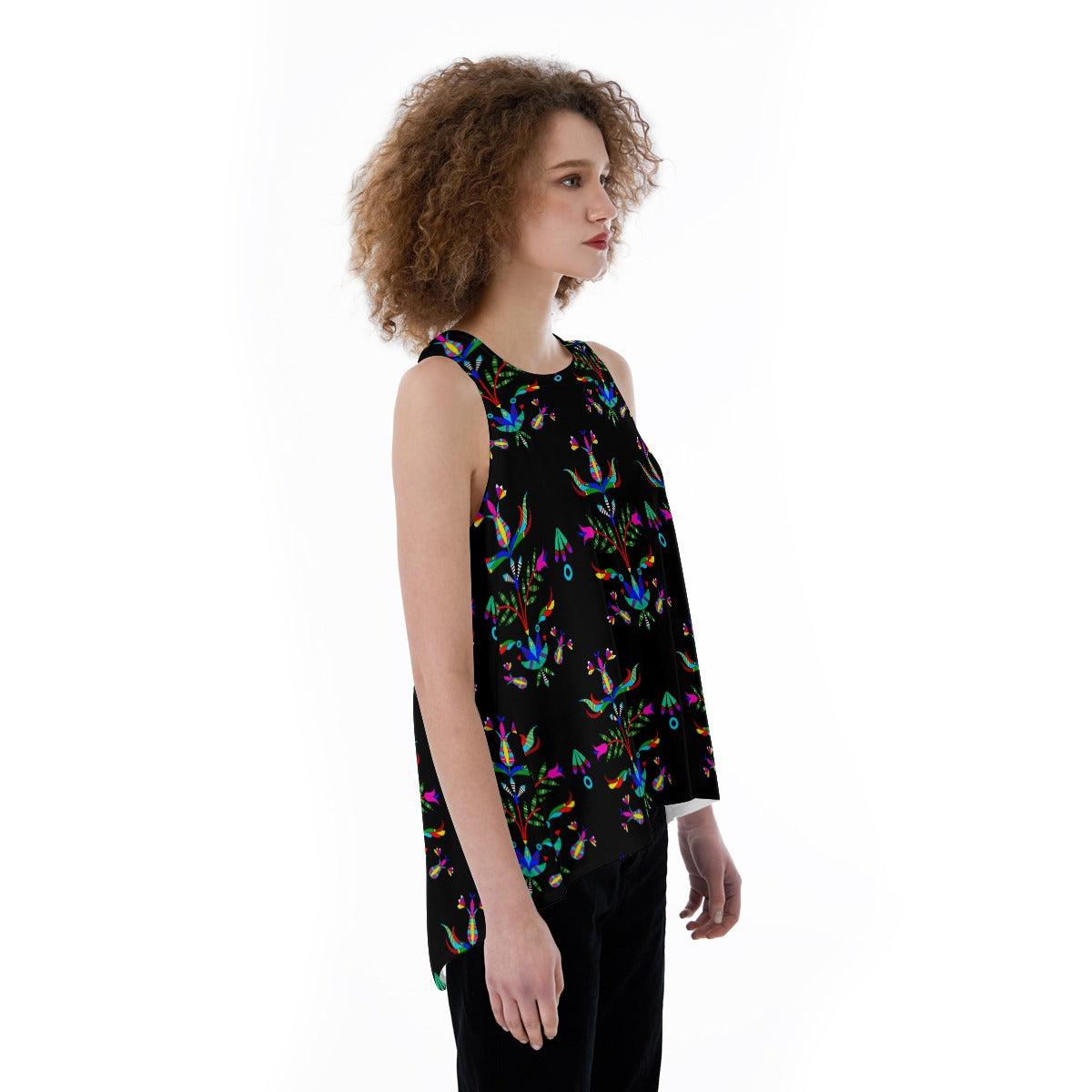 Dakota Damask Black Split Back Tank Top