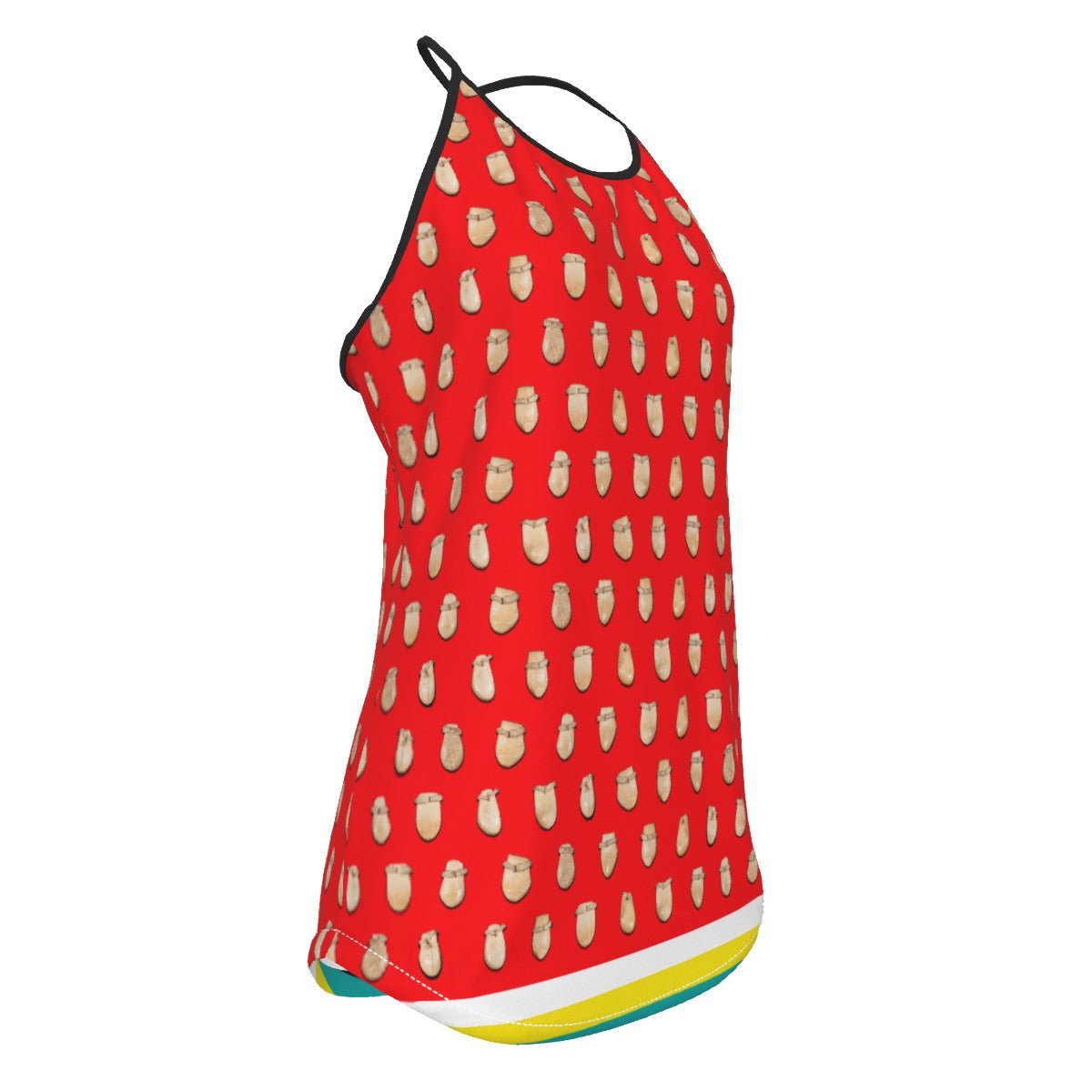 Elk Teeth on Red Criss-Cross Open Back Tank Top