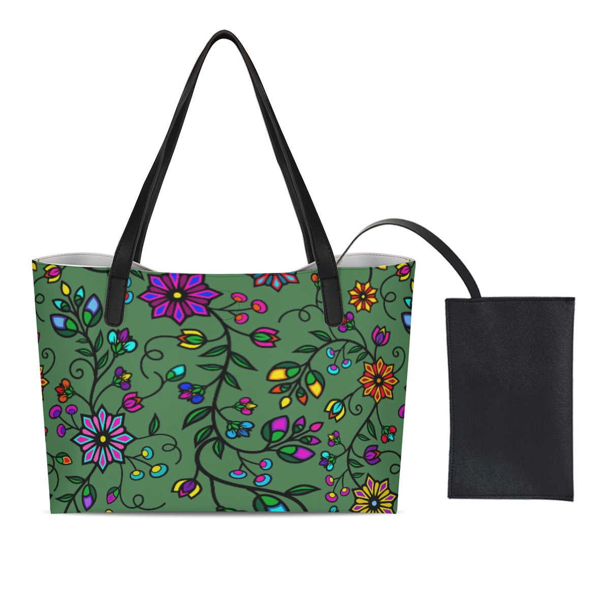 Prairie Paintbrush Sage Shopping Tote Bag With Mini Purse