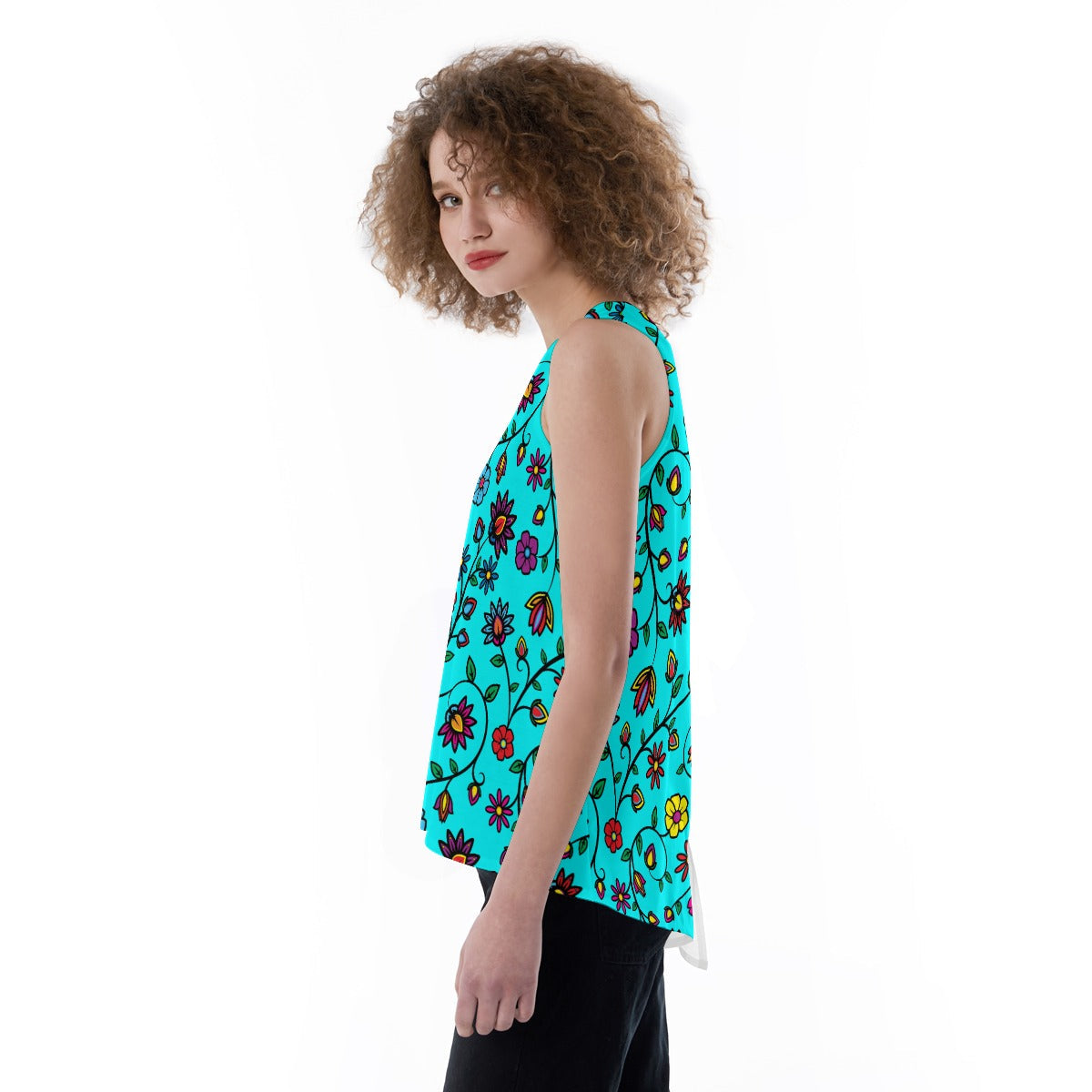 Nature's Nexus Turquoise Split Back Tank Top