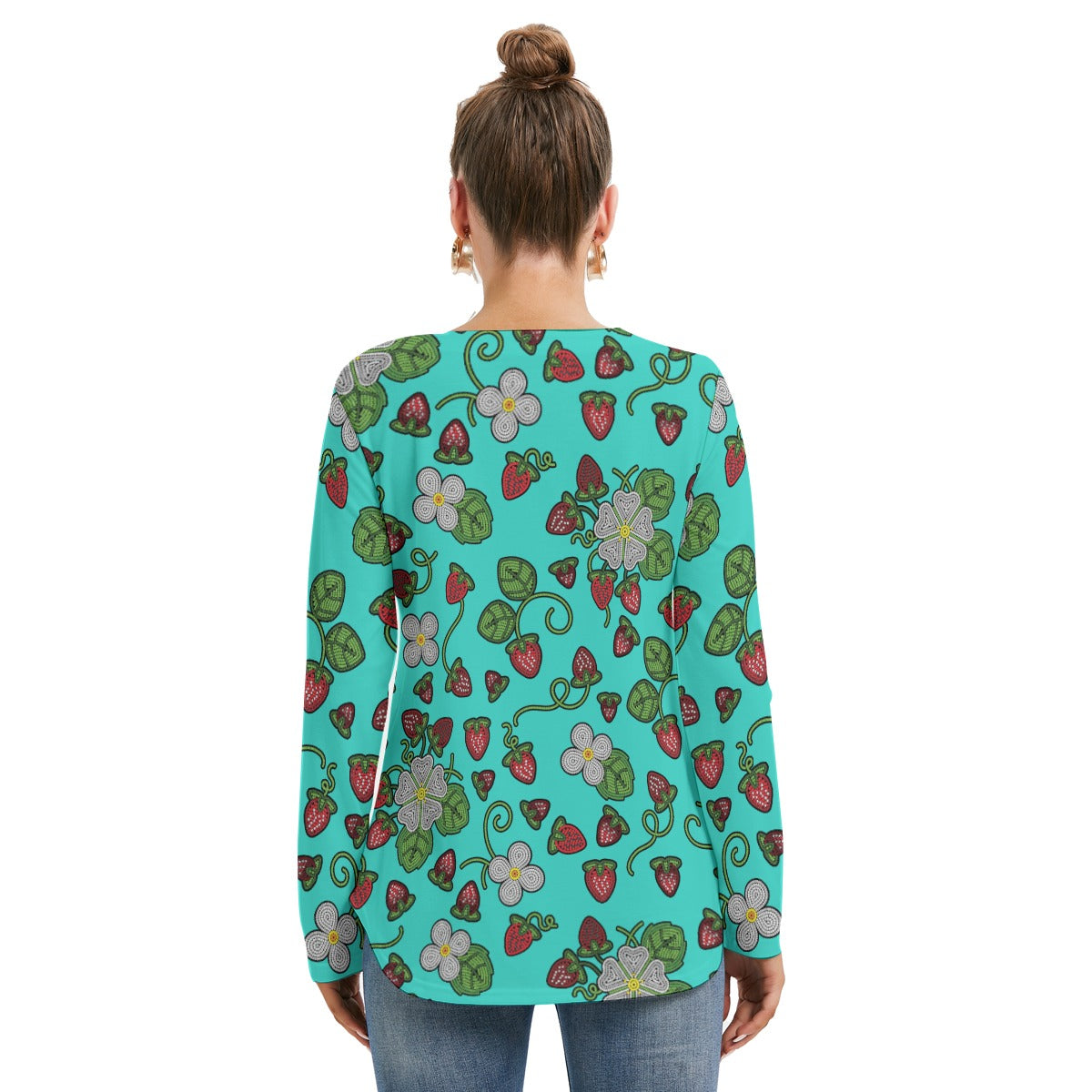 Strawberry Dreams Turquoise Tie Sweatshirt