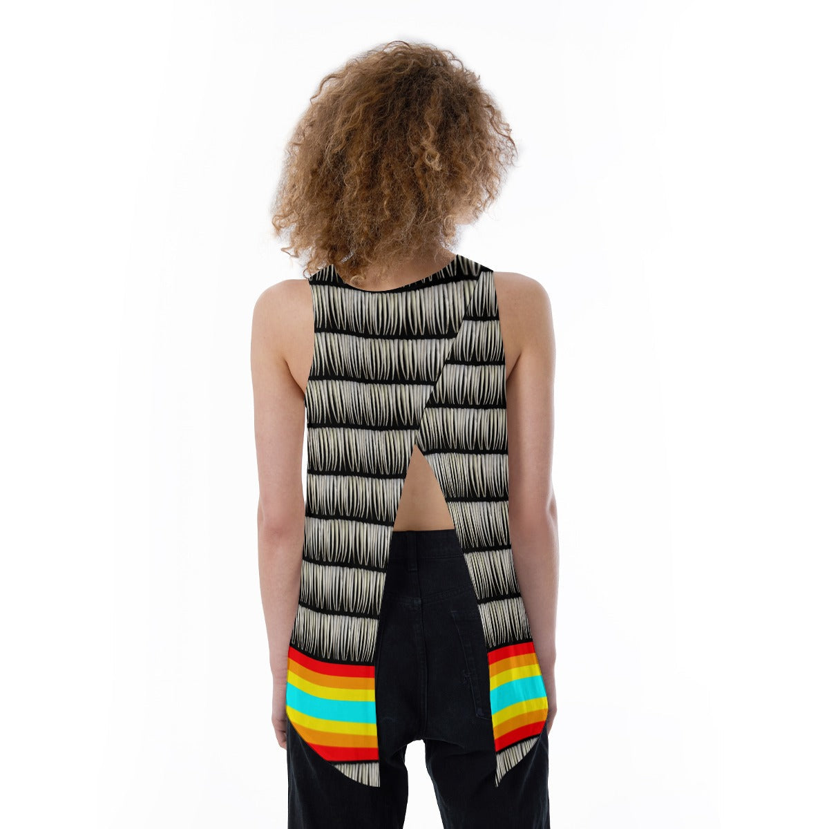 Dentalium on Black Split Back Tank Top