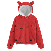 Load image into Gallery viewer, Ledger Dabbles Red Kid’s Borg Fleece Hoodie With Ear
