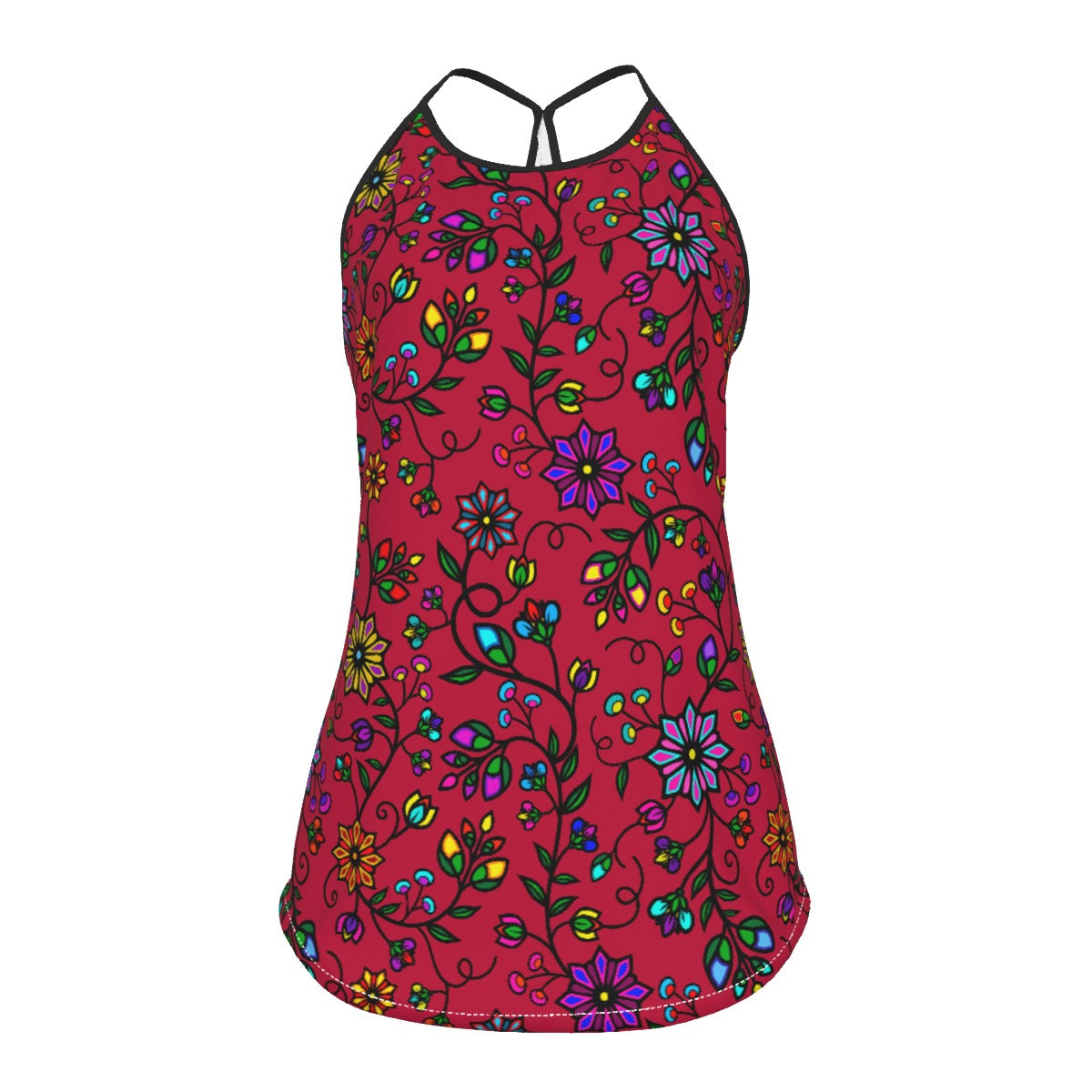 Prairie Paintbrush Passion Berry Criss-Cross Open Back Tank Top